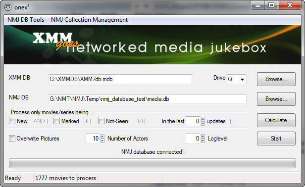 Screenshot of the onex conversion tool